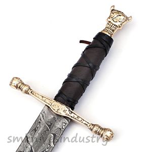 Espada hecha a mano de acero de Damasco, arma de caza de doble filo, hermosa, batalla lista con funda (Smk1957) - Product Image 6