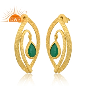 Best Selling 2026 Sterling <b>Silver</b> Natural Green Onyx Gemstone <b>Stud</b> <b>Earring</b> <b>For</b> <b>Women</b> Jewelry Manufacturer - Product Image 2