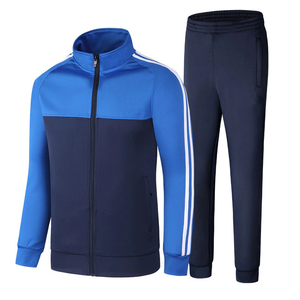 Jogging d'entraînement 2 pièces avec logo brodé personnalisé pour hommes, tenues à fermeture éclair, bas de sport unis, survêtements - Product Image 5