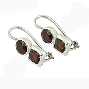 Top Quality <b>Silver</b> Garnet Gemstone Earrings, 925 Sterling <b>Silver</b> Jewelry - Product Image 2
