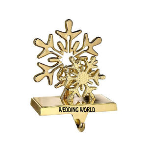 Gold Plated Metal Stocking Holder Customized Shape Handmade Designer Holder <b>Tabletop</b> Decorative Fancy Stocking Holder - Product Image 1