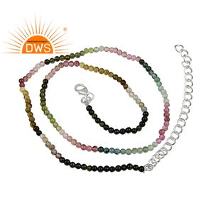 Collar de plata 925 hecho a mano para mujer, joyería con piedras preciosas naturales de turmalina, cuentas, venta al por mayor - Product Image 1