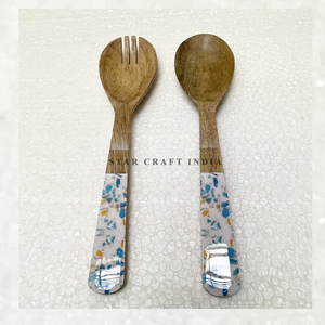 Salade Mango Wood & Mina Outil à main ustensiles de cuisine Serveur de salade Vente chaude accessoires de cuisine maison et cuisine - Product Image 2