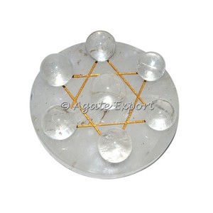 7 boules de quartz en cristal sur la base d'une étoile dorée Agate Gemstone Feng Shui Home Decor sculpté Style de gravure Type d'amour - Product Image 2