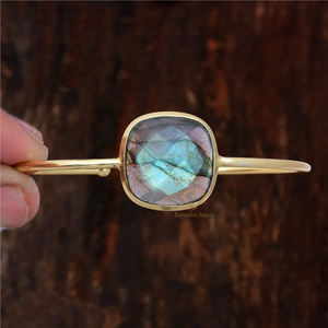 Elegent Natural Labradorite Gemstone 925 Sterling <b>Silver</b> <b>Bangle</b>, Handmade <b>Bangle</b> <b>For</b> Wholesale Suppliers - Product Image 1
