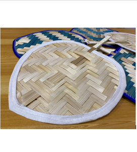 Abanico de mano de bambú, diseño de diversidad, paja tejida a mano, caña de ratán, rafia, 99 dorado - Product Image 4