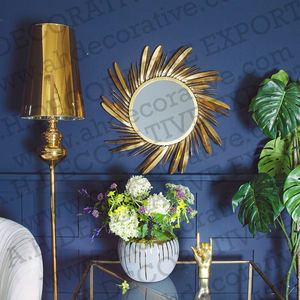 Miroir mural décoratif de luxe pour décoration de salon cadre design de plumes d'or miroir mural de noël intérieur - Product Image 4