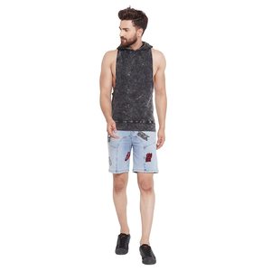 Acid Washed Hooded <b>Stringer</b> <b>Vest</b> for Gym Sports High Quality Custom Made tank Top for <b>Men</b> with Custom Printing on Wholesale - Product Image 4