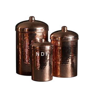 Recipientes para Especias, Té y Alimentos para la Cocina del Hogar, con Tapa Hermética, Diseño Decorativo Martillado, Bote de Metal de Cobre - Product Image 5