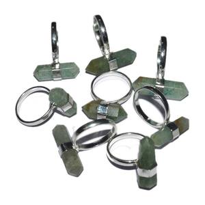 Anillo de doble terminación de Aventurina verde, piedra preciosa tallada a mano, recuerdo de Mascota de ágata grabado - Product Image 1