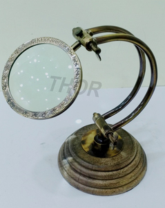 Chất lượng cao thủ công Antique hải lý Brass <span class=keywords><strong>Magnifying</strong></span> Glass với gỗ cơ sở Đại Học trang trí nội thất magnifiers - Product Image 3