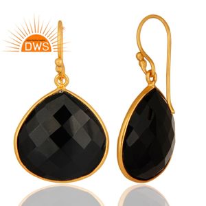 ต่างหูพลอยโอนิกซ์สีดำรูปลูกแพร์ต่างหูชุบทองอินเดียต่างหูห้อย925เงินเครื่องประดับคอลเลกชันวินเทจ - Product Image 3