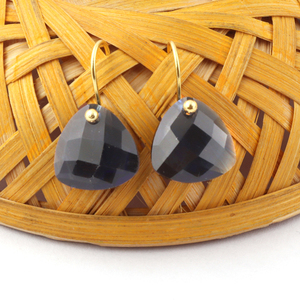 Iolite Cuarzo 15mm Briolette Trillón Forma Hecho a mano Peso ligero Chapado en oro Pendientes colgantes Pendientes de moda para mujer - Product Image 6