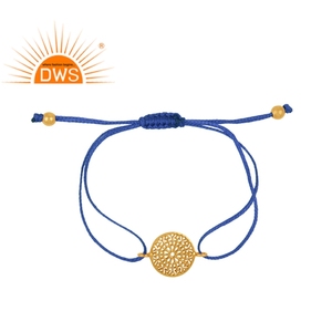Filigrana Mandala diseño chapado en oro plata Lisa cielo azul hilo pulsera macramé joyería delicada colección - Product Image 1