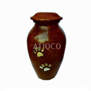 Urne de crémation Art déco élégante en bois de haute qualité avec incrustation de points en laiton Stockage commémoratif pour les cendres humaines lors des funérailles - Product Image 5