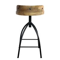 Tabouret de bar industriel en bois massif avec siège pivotant et repose-pieds, tabouret de bar commercial pour restaurant et club, siège réglable