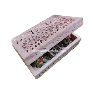 VAISHNAVI HANDICRAFTS GATEWAY <b>Indian</b> Handmade Natural Soap Stone Classic Jewelry Box Rectangle Shape for Valentine'S Day <b>Rings</b> - Product Image 2
