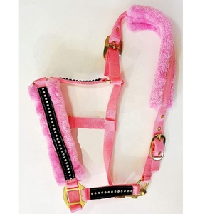 Maravilloso Collar de cabeza de cristal de caballo suave cuello de cabeza de vellón Halter acolchado equipo ecuestre ajustable - Product Image 1