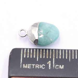 จี้เงินชุบรูปไข่ขนาด 12-14 มม. ทำจากอเมซอนไนต์ พร้อมห่วงสำหรับทำเครื่องประดับจากหินธรรมชาติ - Product Image 2