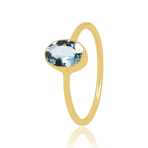 Bague en pierre précieuse aigue-marine en argent sterling 925 plaqué or classique - Product Image 2
