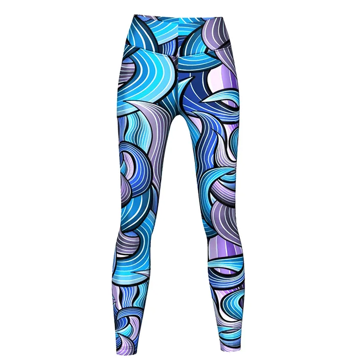Sublimated printed design workout leggings for girls tightly fitted cotton fleece fabric washable trouser sets wholesale