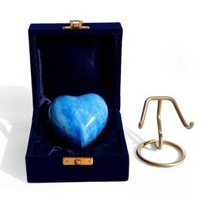 Blue Heart <b>Keepsake</b> Brass Made Urn for <b>Ashes</b> Used for Funeral Supplies and All Types of Brass Cremation Urns - Product Image 4