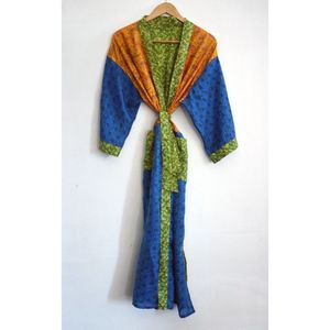 Women's Beach Wear Sexy Silk Kimono Women Vintage Silk Sari Casual Kimono Hippie Sari Bohemian Nightgown Recycled Silk Sari - Product Image 3