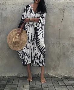 Moeder Van De Bruid Jurken Lange Mouw Tie Dye Maxi Dress Resortkleding Cover Up Lange Mouw Maxi Jurken