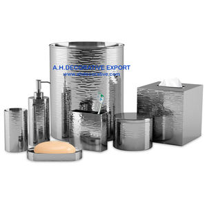 Ensemble de salle de bain en métal de luxe, 8 pièces, hôtel, accessoires modernes de haute qualité, plateau de toilette/seau/porte-savon/porte-mouchoirs - Product Image 3