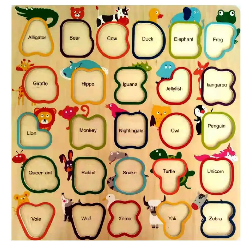 Ahşap el bulmaca kurulu alfabe şekli maç oyuncaklar gelişim eğitici çocuklar için oyunlar