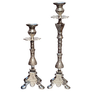 Porte-bougie de Noël élégant en aluminium gaufré fait main, sur base baroque, personnalisable, vente en gros, décoration d'intérieur - Product Image 1