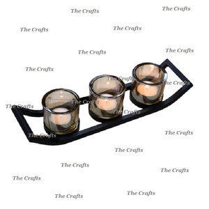 Votive en fer de couleur noire avec cheminée en verre taille et forme personnalisées support votif pour la vaisselle à la maison - Product Image 3