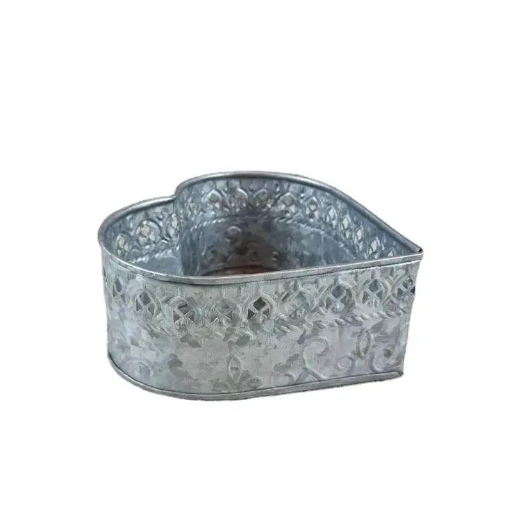 Hot Selling Galvanised Metal Heart shaped Pot Planter