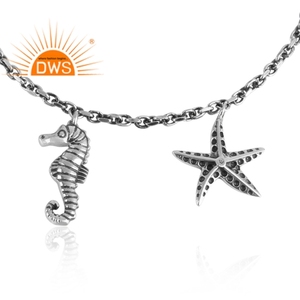 Trending 2026 Oxidized Sterling Silver Multi <b>Charm</b> Bracelet For Women Jewelry Manufacturer - Product Image 2