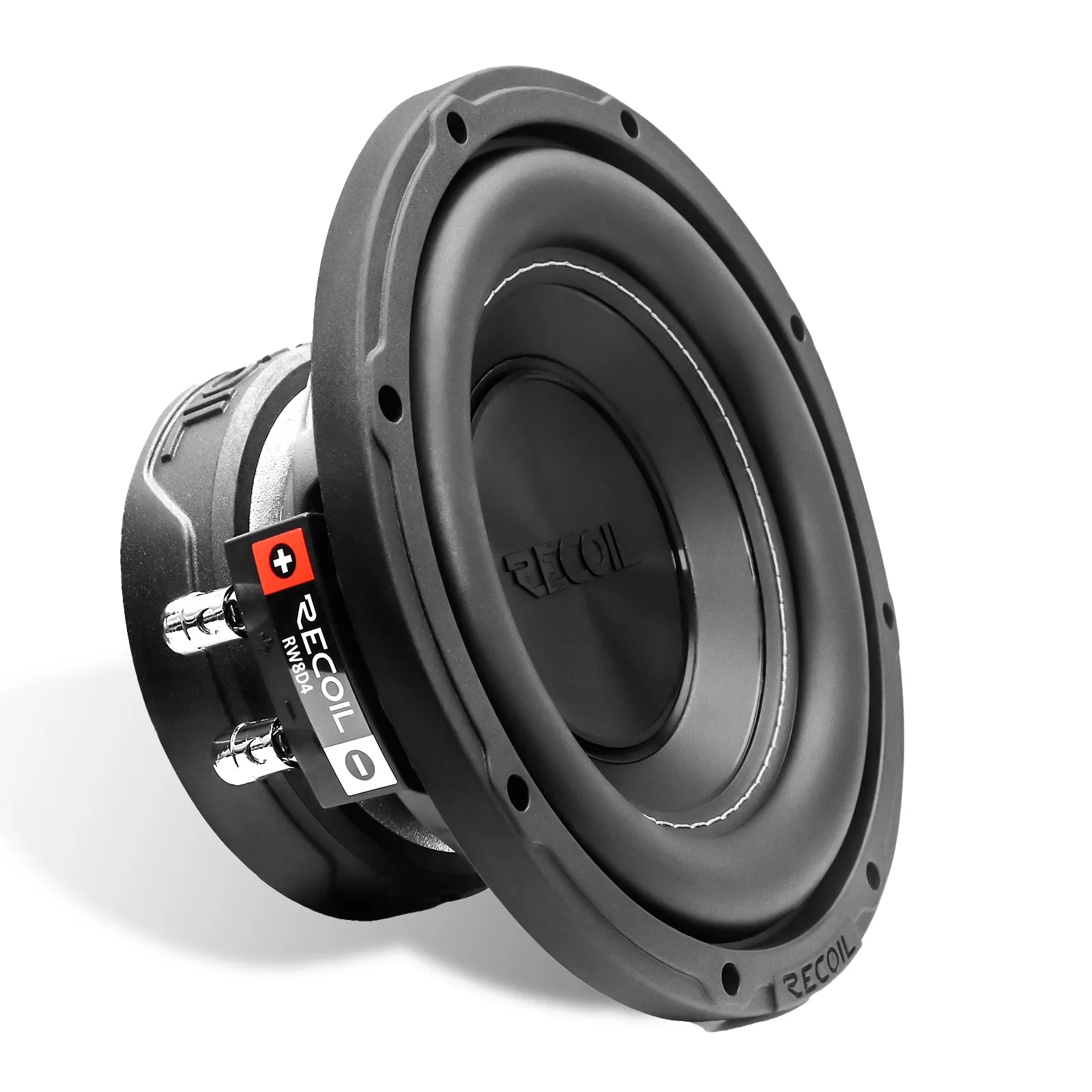 Subwoofer Audio Mobil 4 Ohm Dual Power 400 Watts 8 Inci RW8D4, 2 "Koil Suara Temperatur Tinggi Berlapis Hitam 4 Lapisan