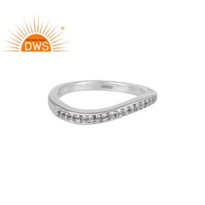 ขาวบุษราคัมพลอยชุดหมั้น Eternity วงแหวนผู้ผลิตเครื่องประดับโรเดียมสีขาว925เครื่องประดับเงินผู้ค้าส่ง - Product Image 1