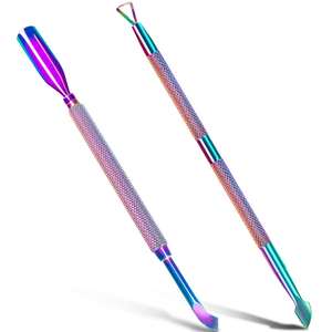 Empujador de cutículas ecológico y removedor de esmalte de gel, raspador pelador triangular de color camaleón, acero inoxidable - Product Image 1