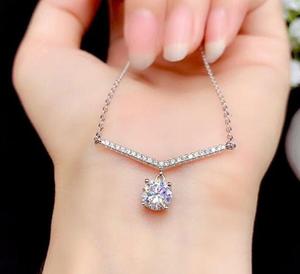 จี้สร้อยคอเพชรโมอิสทรงกลม2.00TCW 925สร้อยคอของขวัญเงินสเตอร์ลิง - Product Image 6