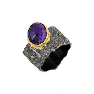 Vente en gros : Meilleures ventes – Bagues en argent sterling 925 massif de haute qualité avec pierre précieuse naturelle Sugilite de forme ovale, plaquées rhodium, troisième qualité - Product Image 1