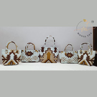 Ensemble de sacs fourre-tout portables tendance, 5 tailles différentes, fermeture à glissière, 3 poches, utilisation polyvalente, en coton