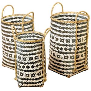 Set 3 Real Natural Bamboo Home Storage <b>Baskets</b> Good Selling Woven Laundry <b>Hamper</b> Daily Style Vietnam Wholesale King Craft Viet - Product Image 1