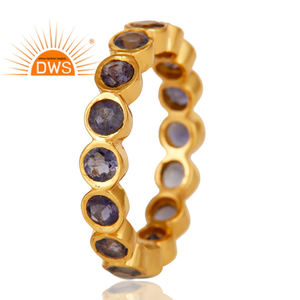 Iolite azul de piedras preciosas de boda diamante anillo anillos boda banda proveedor de joyas amarillo 14k chapado en oro de la joyería de la plata esterlina 925 en tamaño de 4 a 12 - Product Image 3