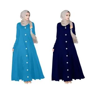 Meilleure vente Nouveau design de robe longue de style maxi pour femmes musulmanes à l'avant, boutonnée, style Lucy Flary, grand fond rond