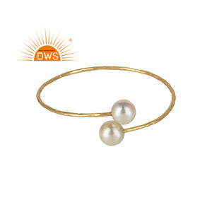 925เงินสเตอร์ลิงธรรมชาติมุกหินชุบทองกำไลข้อมือเงาสำหรับผู้หญิงผู้ผลิตเครื่องประดับ - Product Image 1