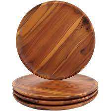Ensemble d'assiettes en bois d'acacia pour Restaurant, assiettes rondes personnalisées pour aliments, fruits, Dessert, café, vente - Product Image 3