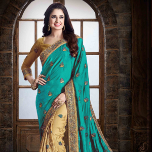 Bollywood Designer Saree Designer Mirror Work Flower Design Tela de seda suave Impresión digital Color granate Sari con blusa India Garment - Product Image 1