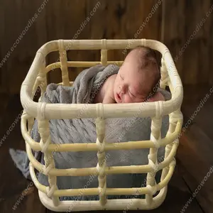 Keranjang anyaman tangan hadiah keranjang cucian bayi tali bambu anyaman kapasitas besar bayi keranjang cucian