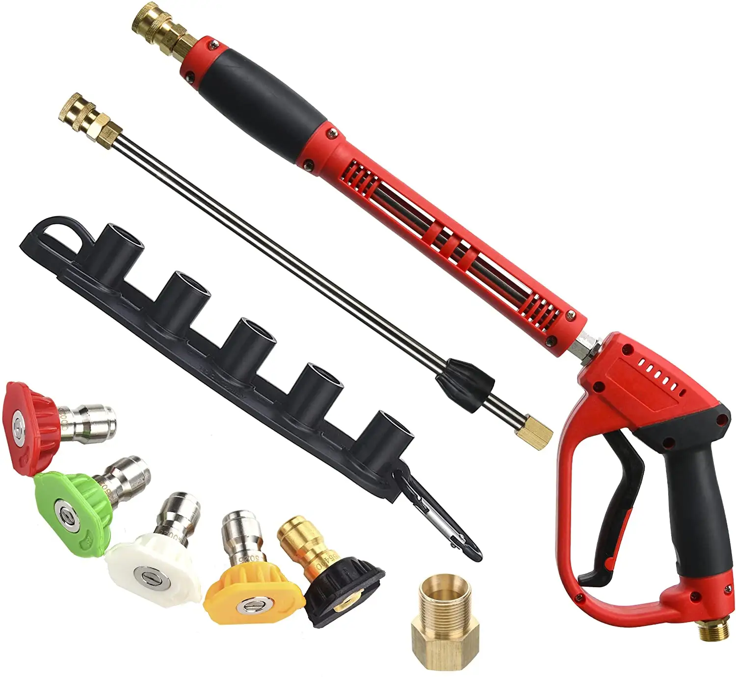 Tool Daily Deluxe Pressure Washer Gun, with Replacement Wand Extension, 5 Nozzle Tips, M22 Fitting, 40 Inch, 5000 PSI