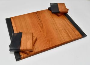 Planche à découper bois en résine Epoxy, outil de cuisine d'artiste - Product Image 6