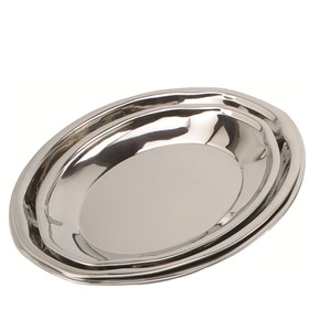 Plateau de service ovale écologique en acier inoxydable, style classique, sans danger pour les aliments - Product Image 1
